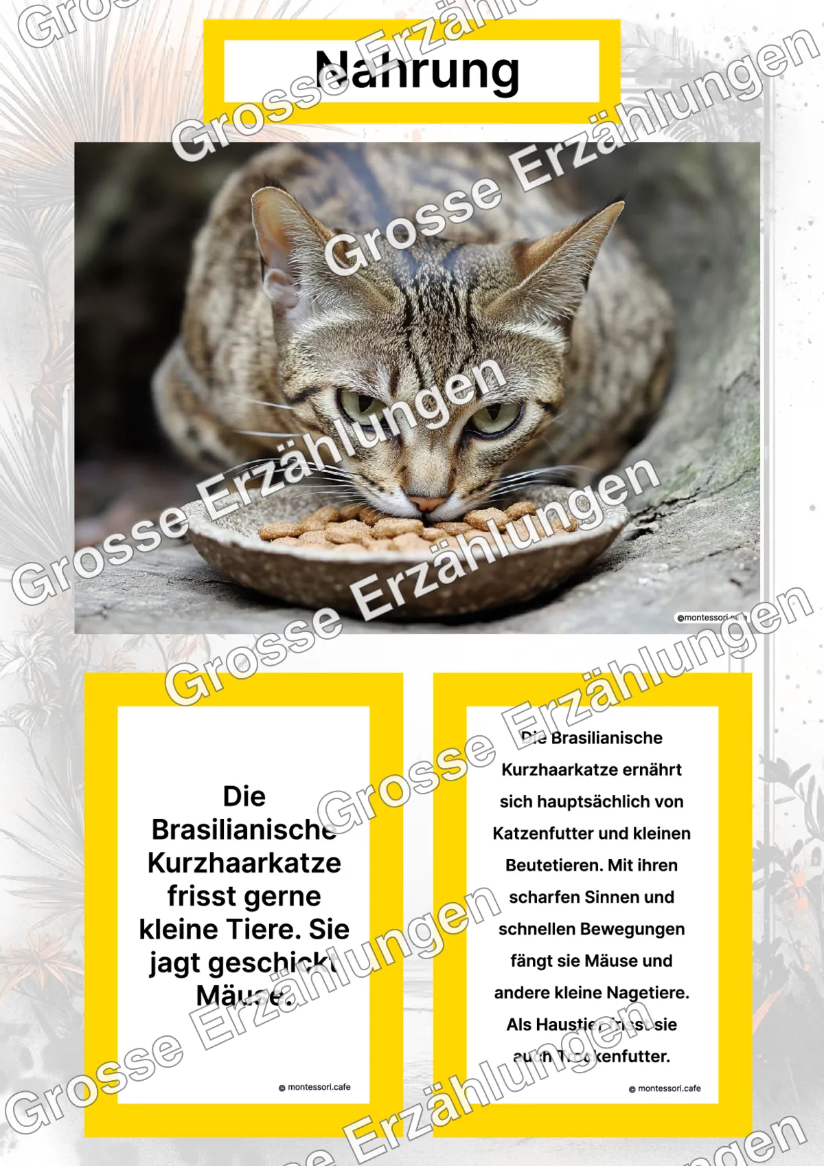 Die Brasilianische Kurzhaarkatze - Ganzheitliche Lernkarten - Titelseite und Übersicht des Kommen des Lebens Lernmaterials