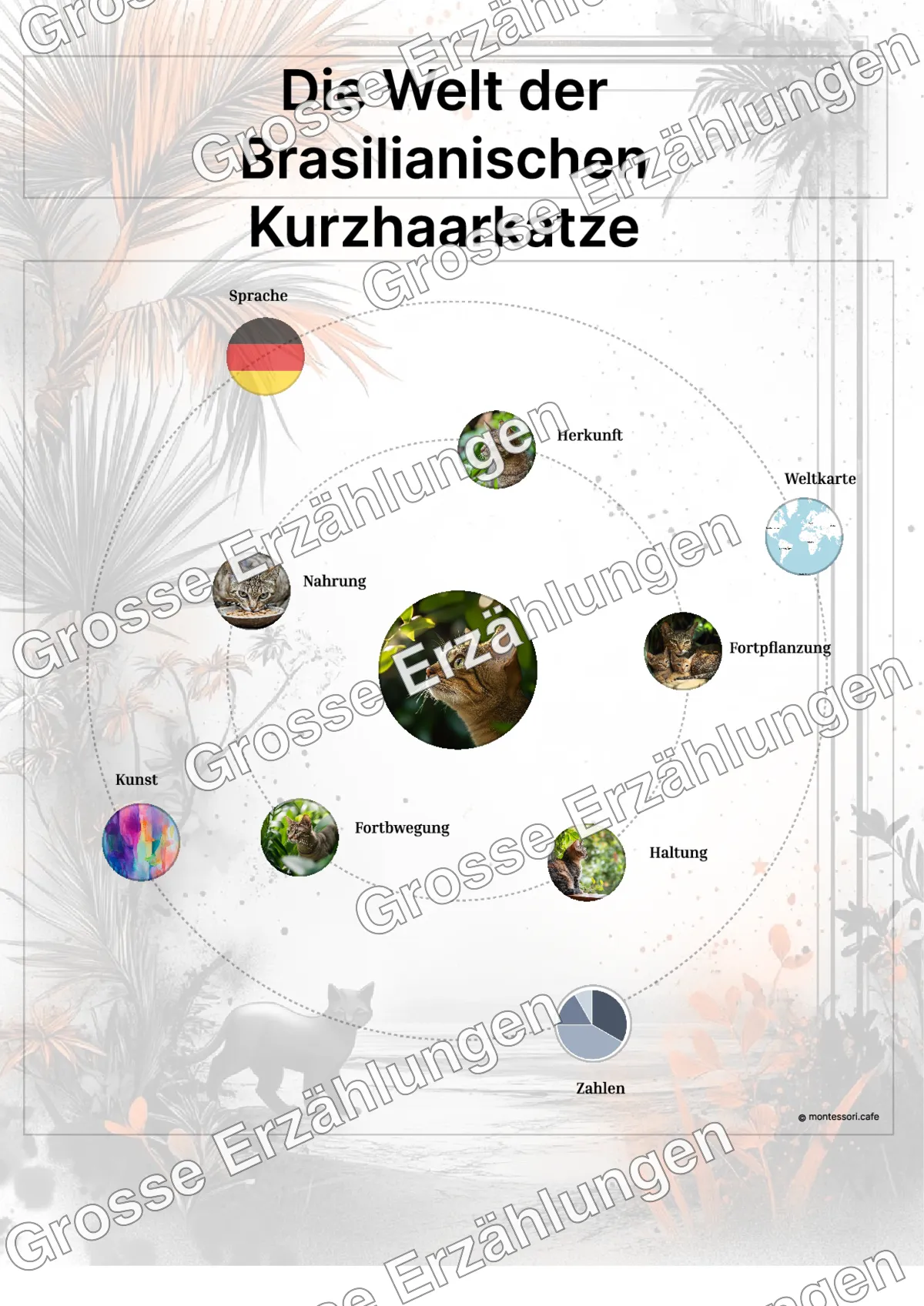 Die Brasilianische Kurzhaarkatze - Ganzheitliche Lernkarten - Beispielseite 3 von 5 mit Kommen des Lebens Inhalten