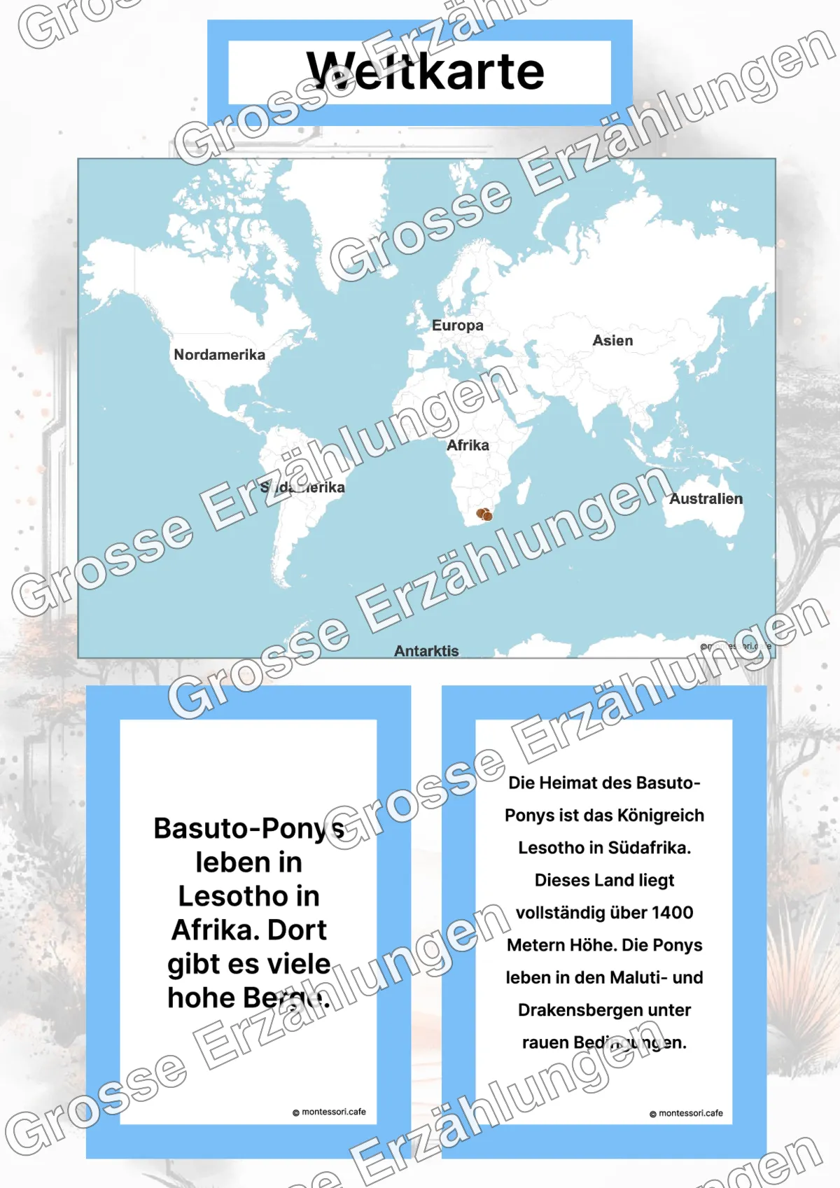 Das Basuto-Pony - Lernkarten - Inhaltsbeispiel Seite 2 mit Montessori Lehrmaterial