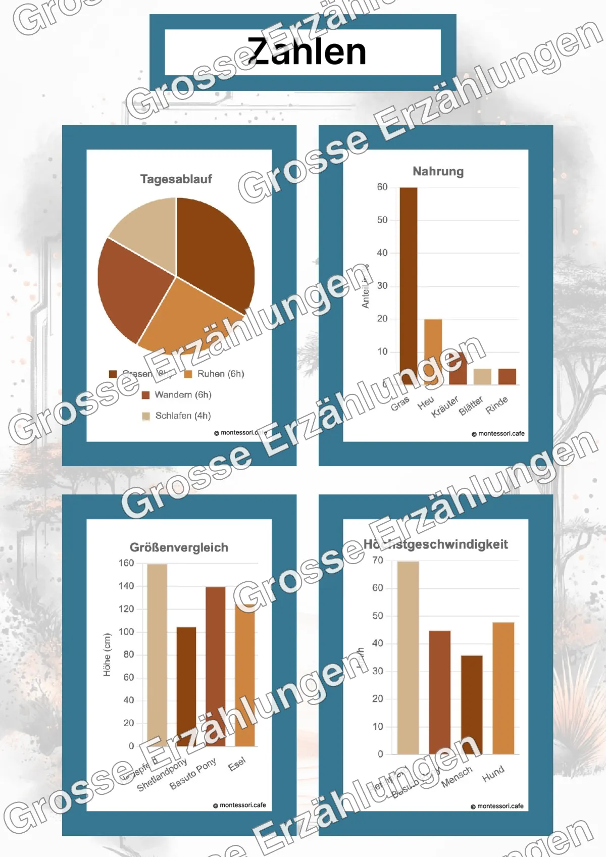 Das Basuto-Pony - Lernkarten - Beispielseite 4 von 5 mit Kommen des Lebens Inhalten