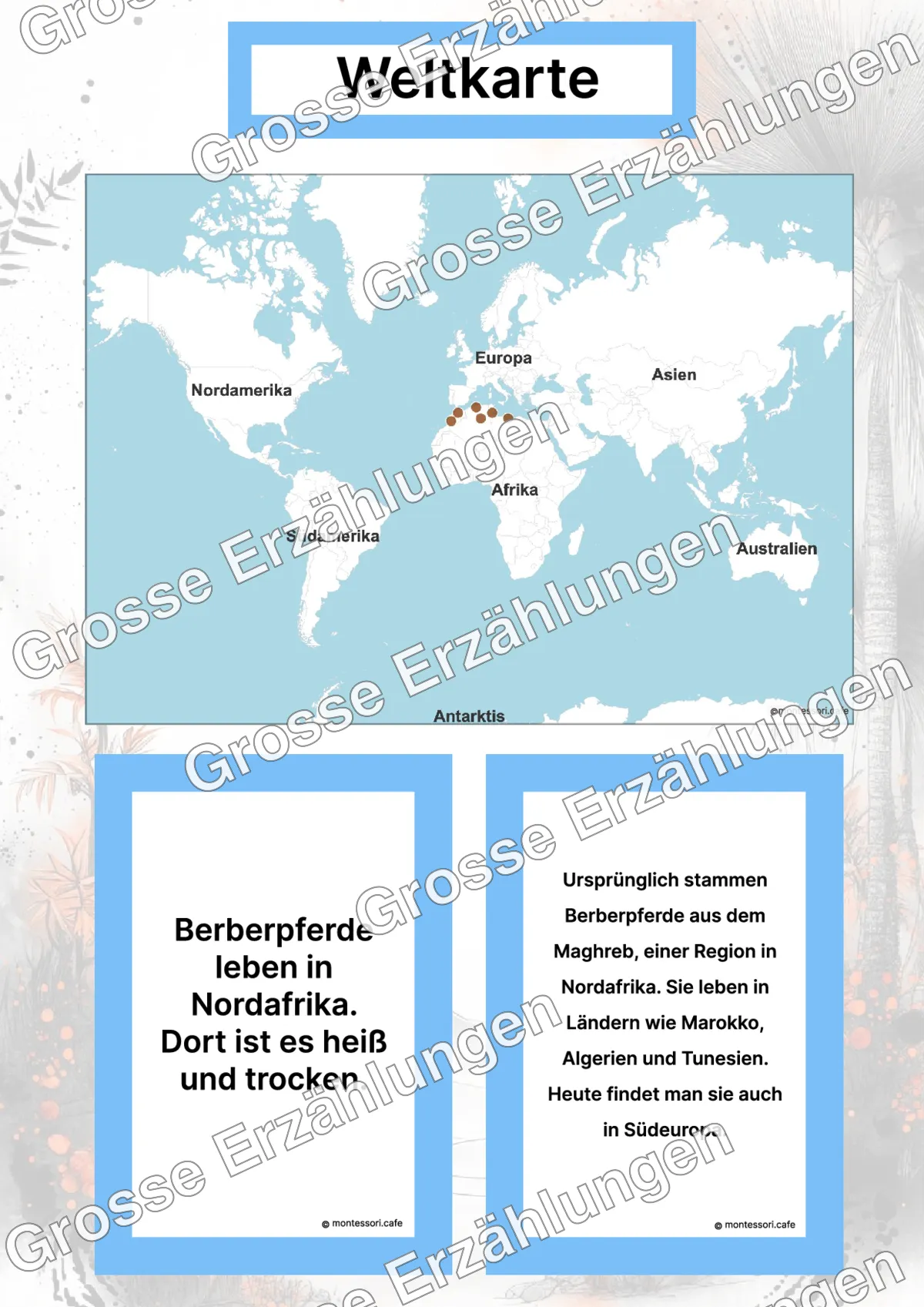 Das Berberpferd - Lernkarten - Inhaltsbeispiel Seite 2 mit Montessori Lehrmaterial