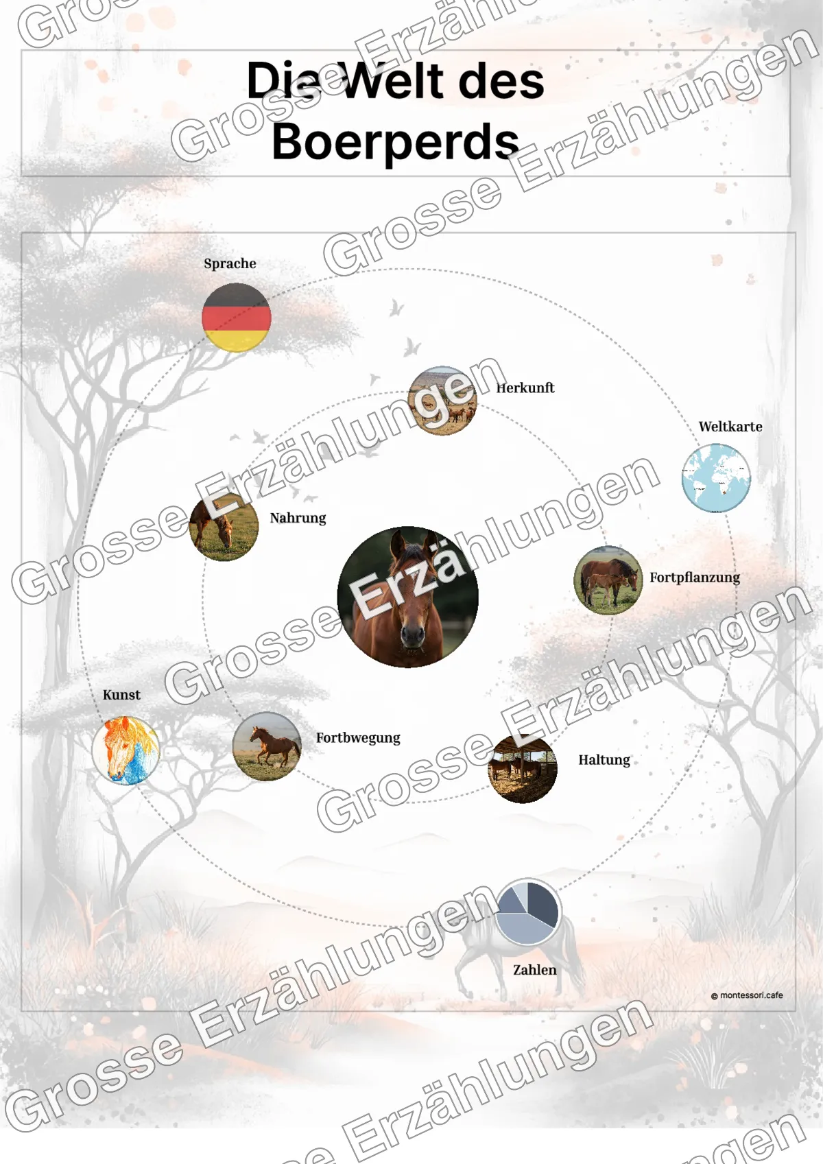 Das Boerperd - Lernkarten - Beispielseite 3 von 5 mit Kommen des Lebens Inhalten
