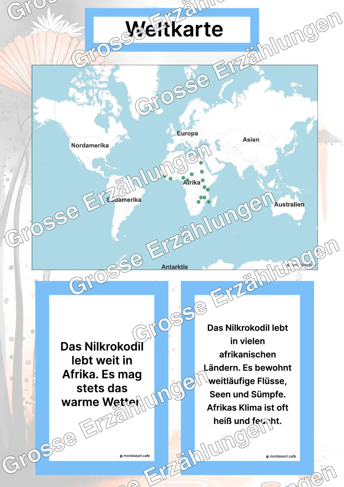 Das Nilkrokodil - Lernkarten - Inhaltsbeispiel Seite 2 mit Montessori Lehrmaterial