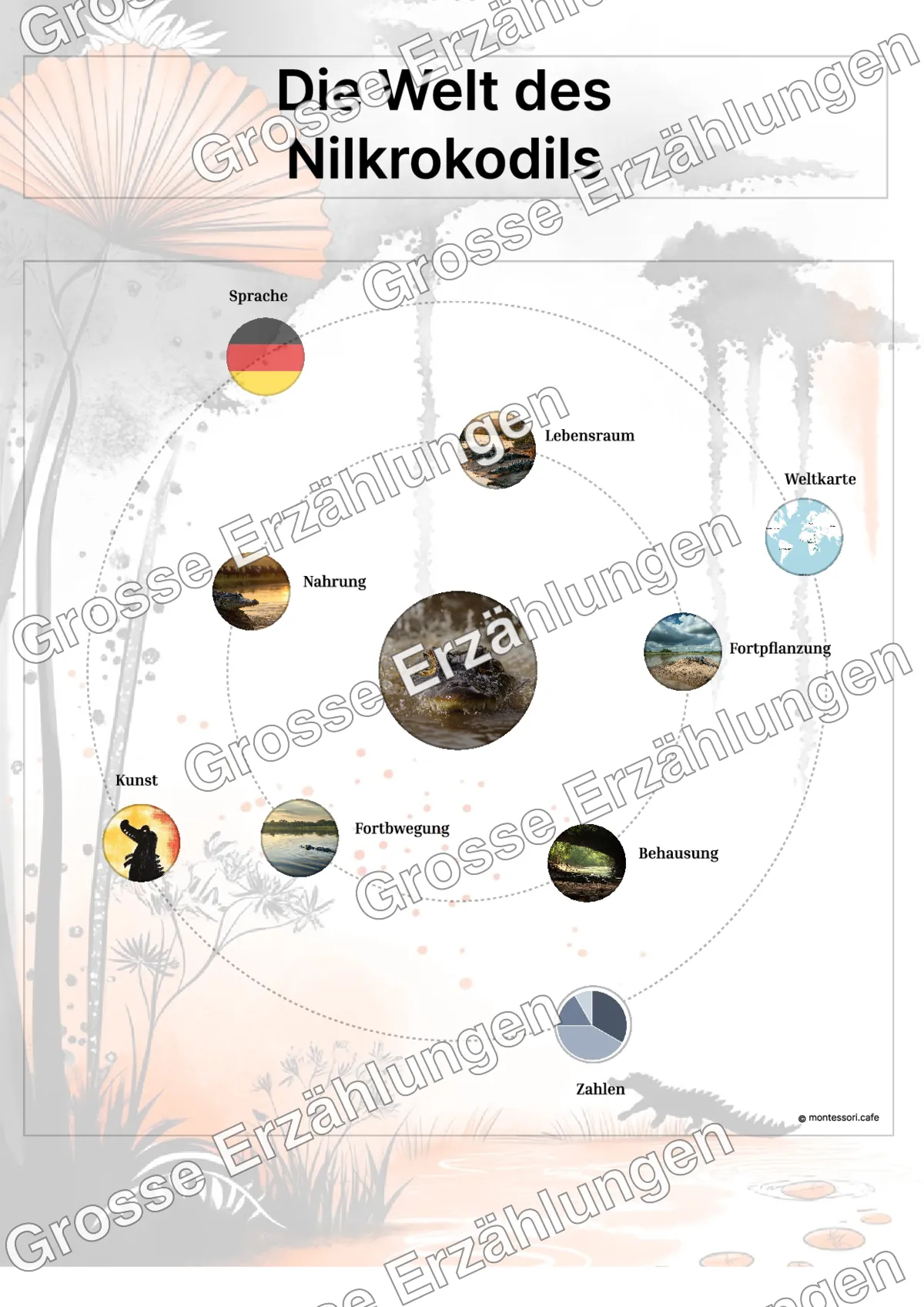 Das Nilkrokodil - Lernkarten - Beispielseite 3 von 5 mit Kommen des Lebens Inhalten