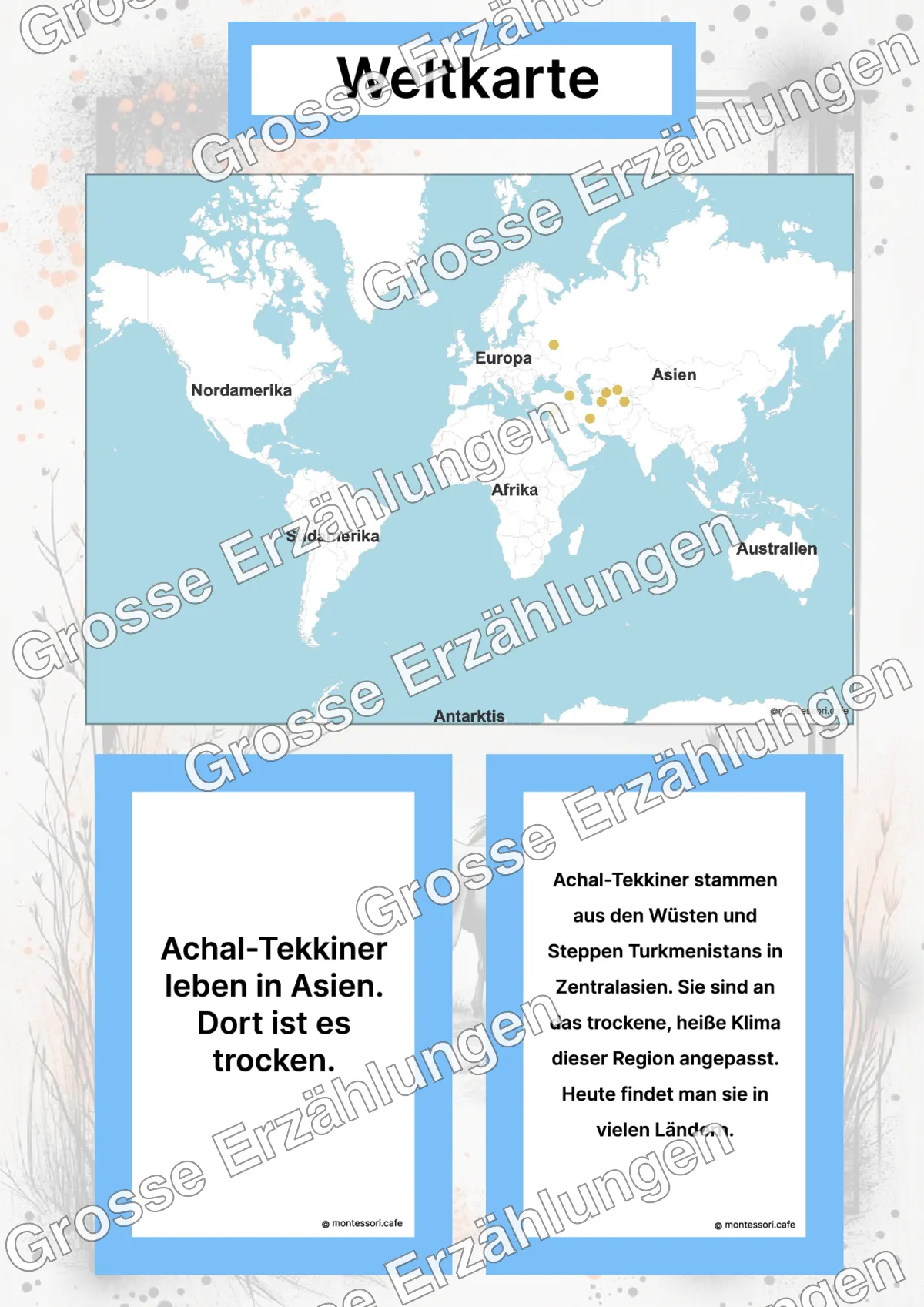 Der Achal-Tekkiner - Lernkarten - Inhaltsbeispiel Seite 2 mit Montessori Lehrmaterial