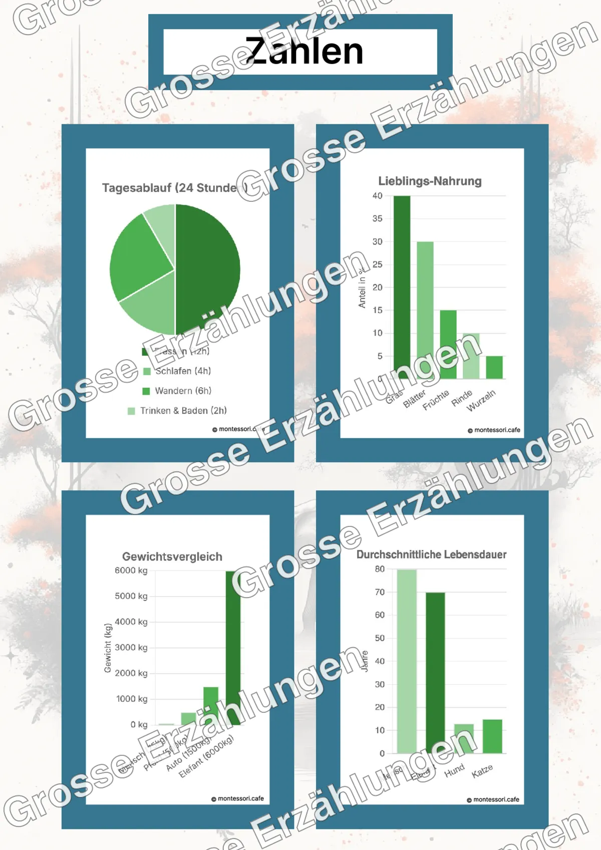 Der Afrikanische Elefant - Lernkarten - Beispielseite 4 von 5 mit Kommen des Lebens Inhalten