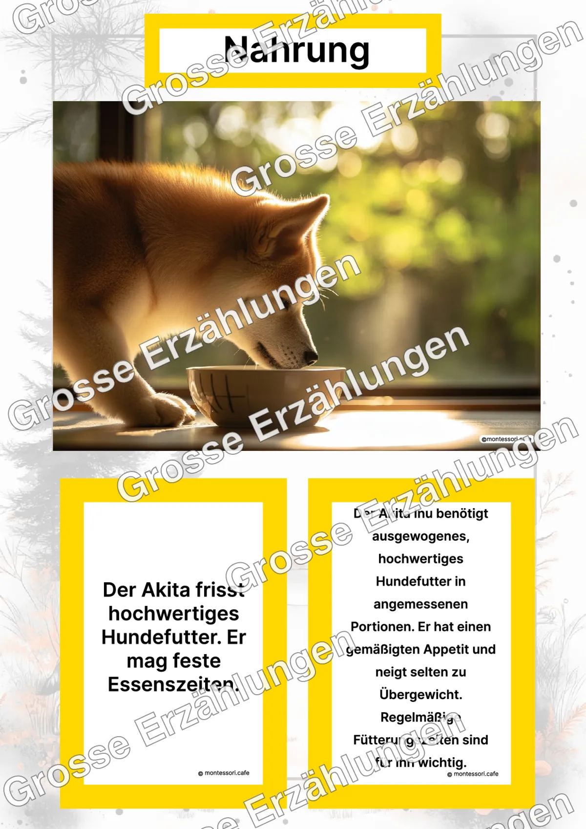 Der Akita Inu - Lernkarten - Titelseite und Übersicht des Kommen des Lebens Lernmaterials