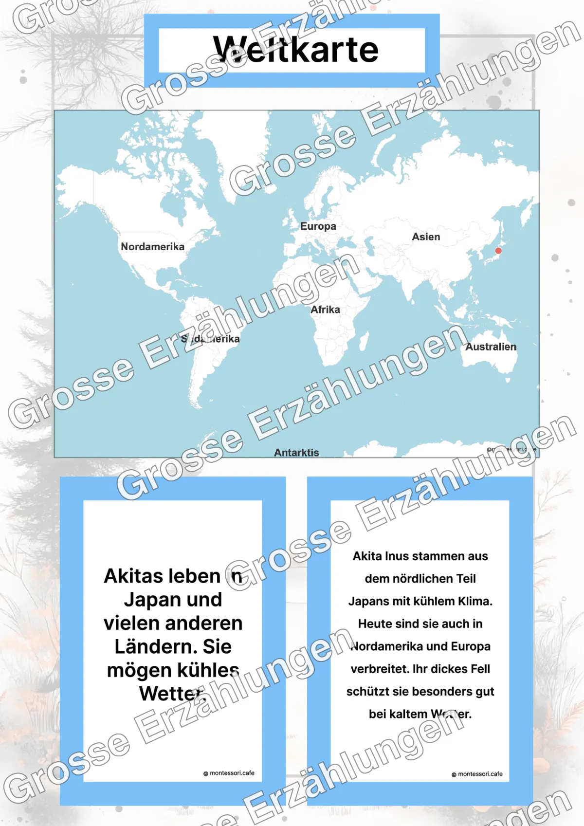Der Akita Inu - Lernkarten - Inhaltsbeispiel Seite 2 mit Montessori Lehrmaterial