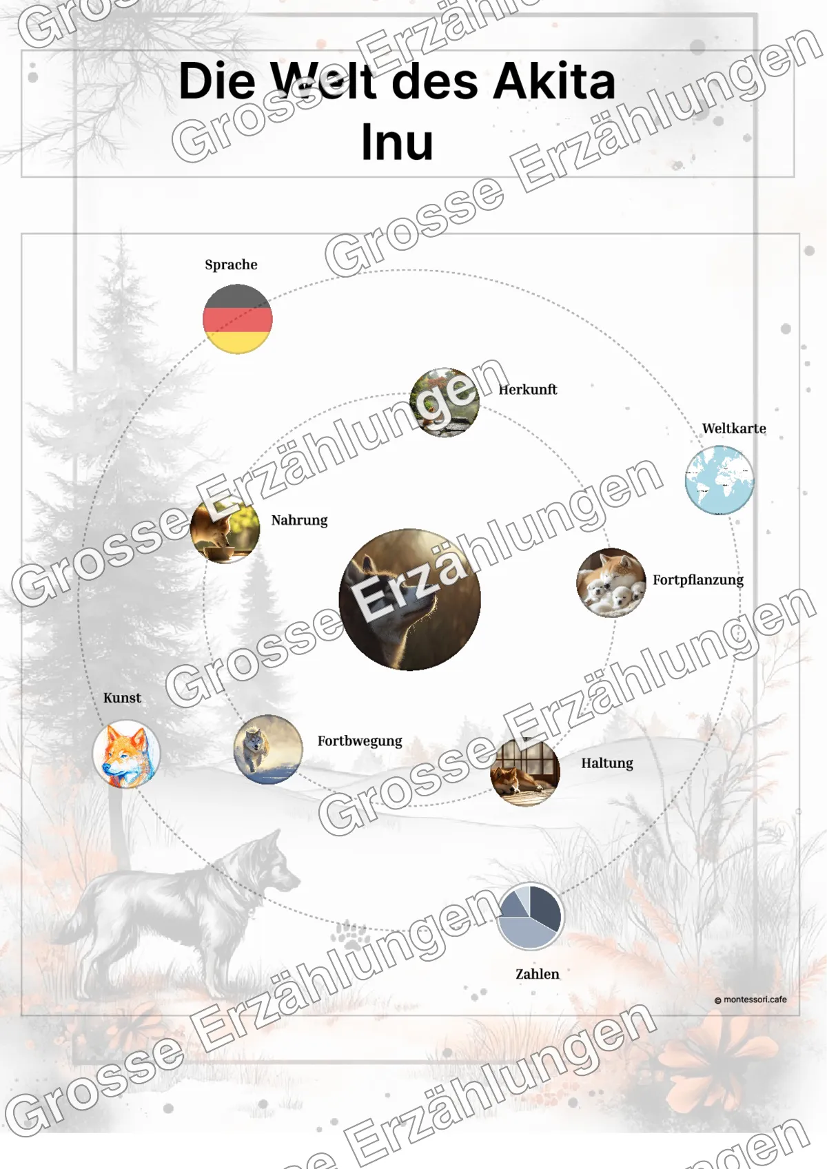 Der Akita Inu - Lernkarten - Beispielseite 3 von 5 mit Kommen des Lebens Inhalten