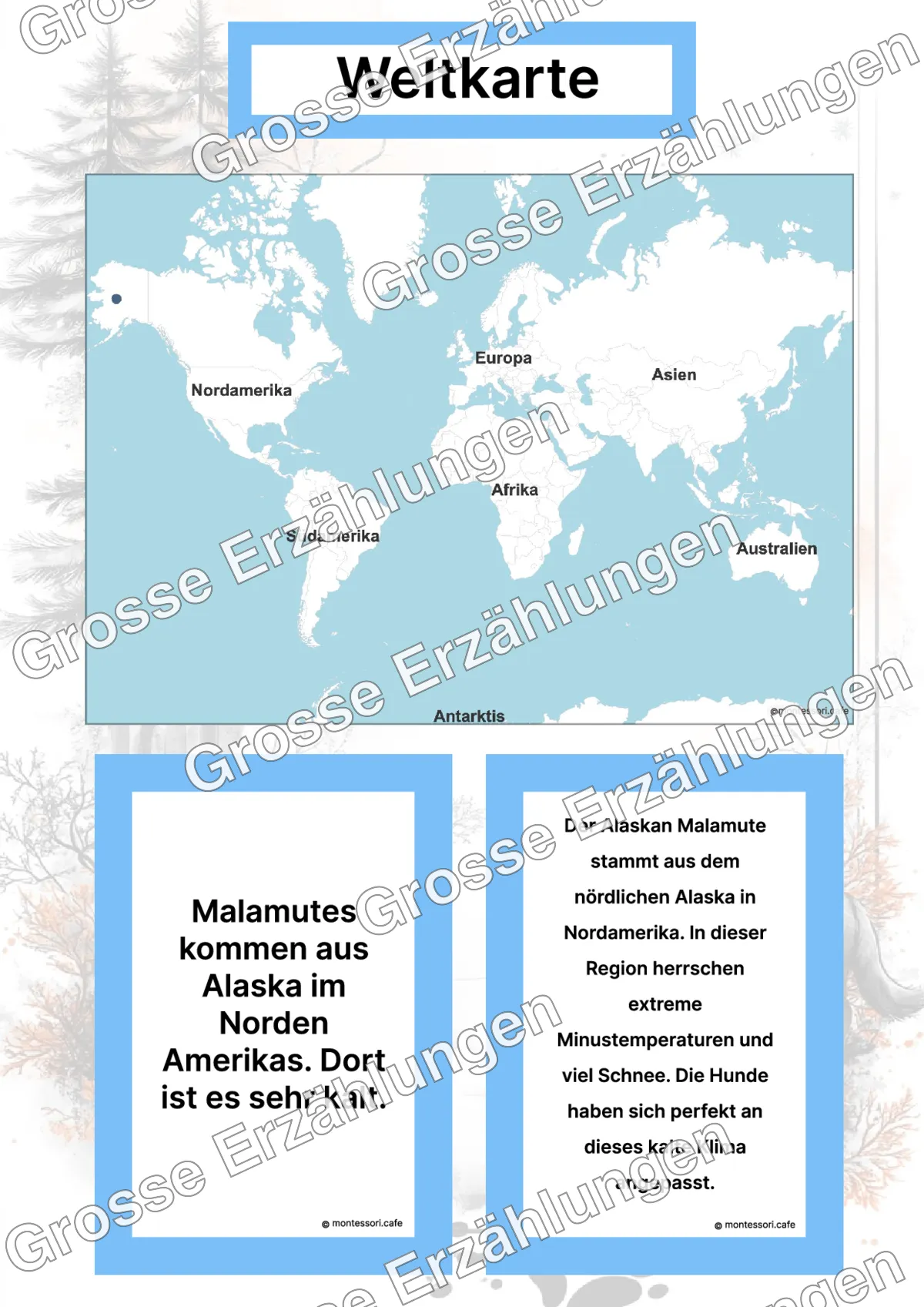 Der Alaskan Malamute - Lernkarten - Inhaltsbeispiel Seite 2 mit Montessori Lehrmaterial