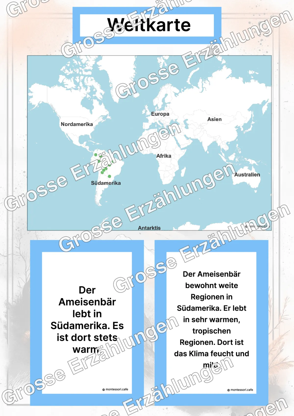 Der Ameisenbär - Lernkarten - Inhaltsbeispiel Seite 2 mit Montessori Lehrmaterial