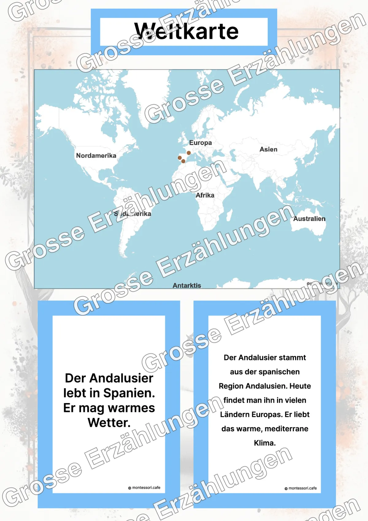 Der Andalusier - Lernkarten - Inhaltsbeispiel Seite 2 mit Montessori Lehrmaterial