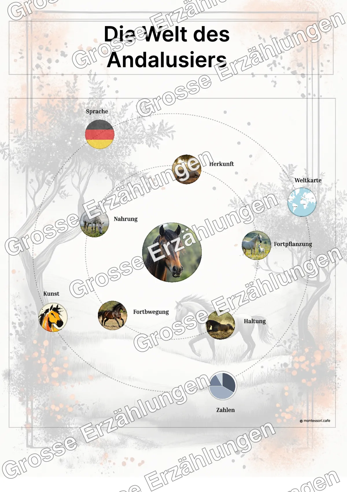 Der Andalusier - Lernkarten - Beispielseite 3 von 5 mit Kommen des Lebens Inhalten