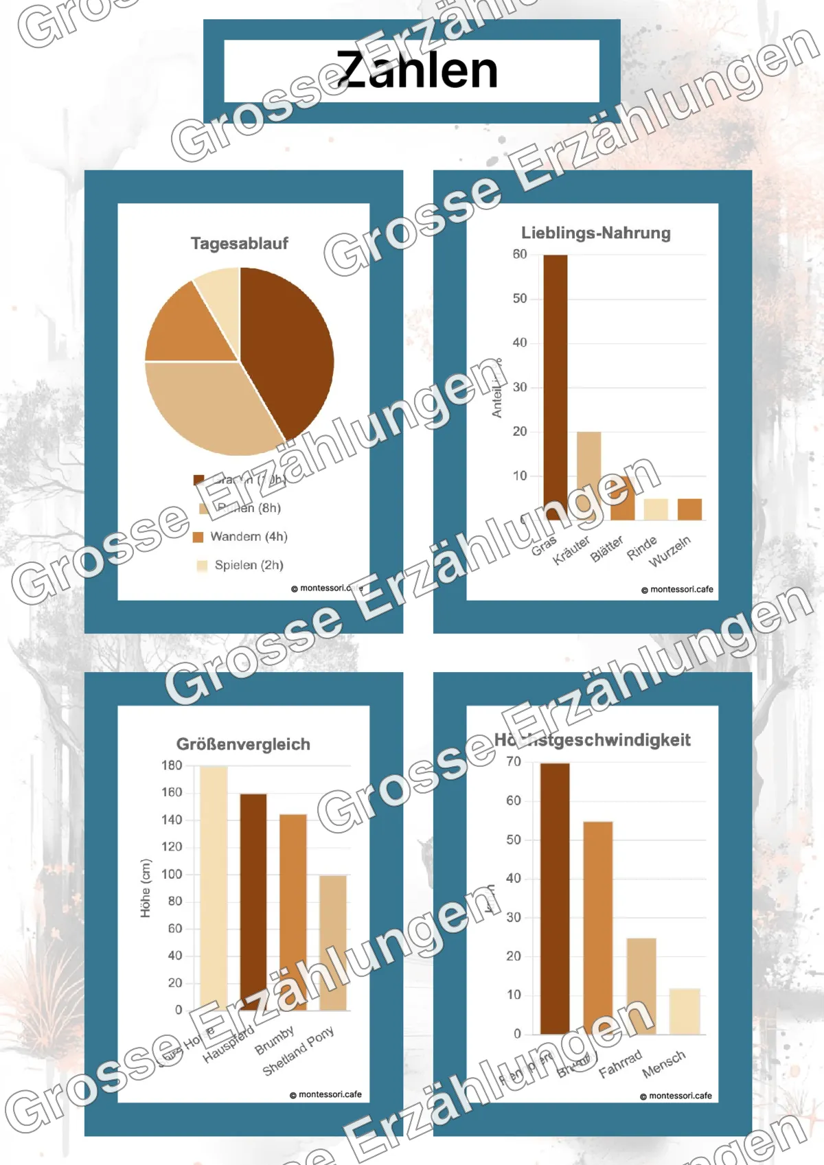 Der Brumby - Ganzheitliche Lernkarten - Beispielseite 4 von 5 mit Kommen des Lebens Inhalten