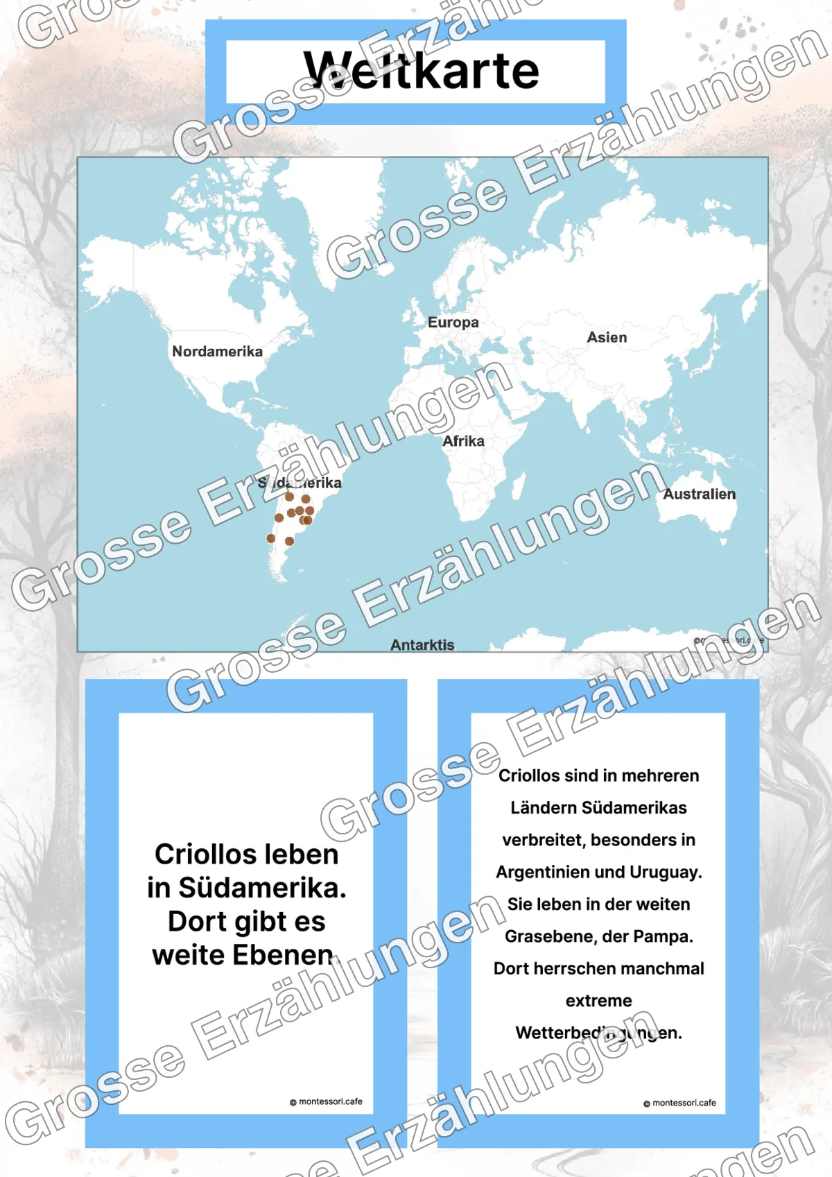 Der Criollo - Lernkarten - Inhaltsbeispiel Seite 2 mit Montessori Lehrmaterial