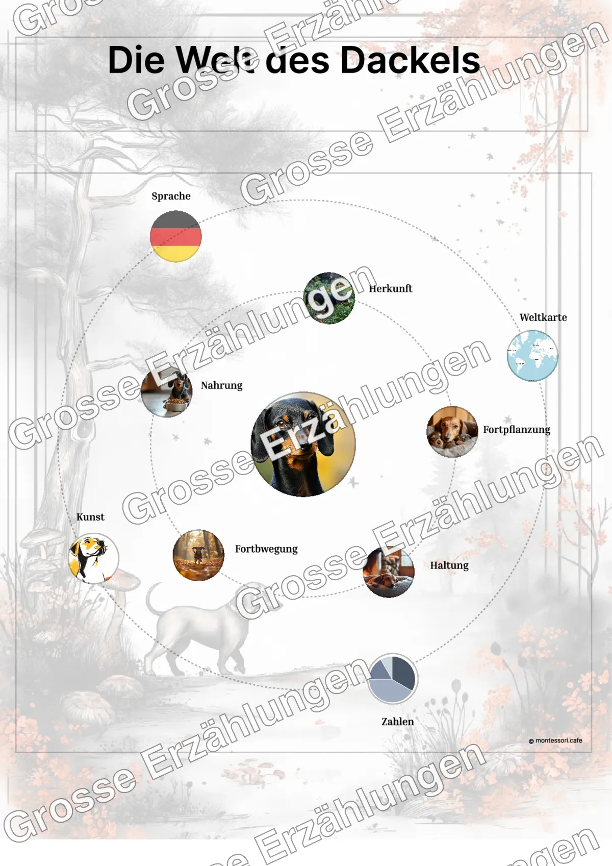 Der Dackel - Lernkarten - Beispielseite 3 von 5 mit Kommen des Lebens Inhalten