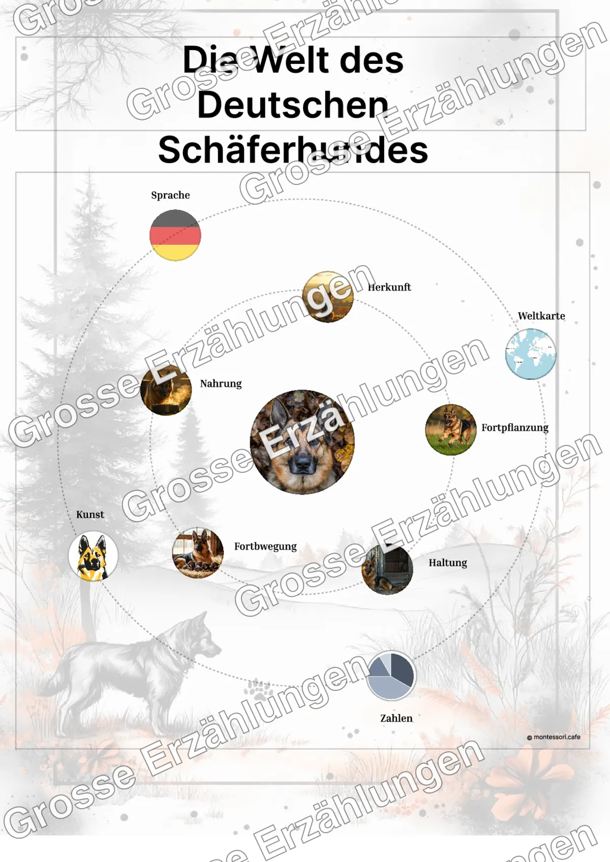 Der Deutsche Schäferhund - Lernkarten - Beispielseite 3 von 5 mit Kommen des Lebens Inhalten