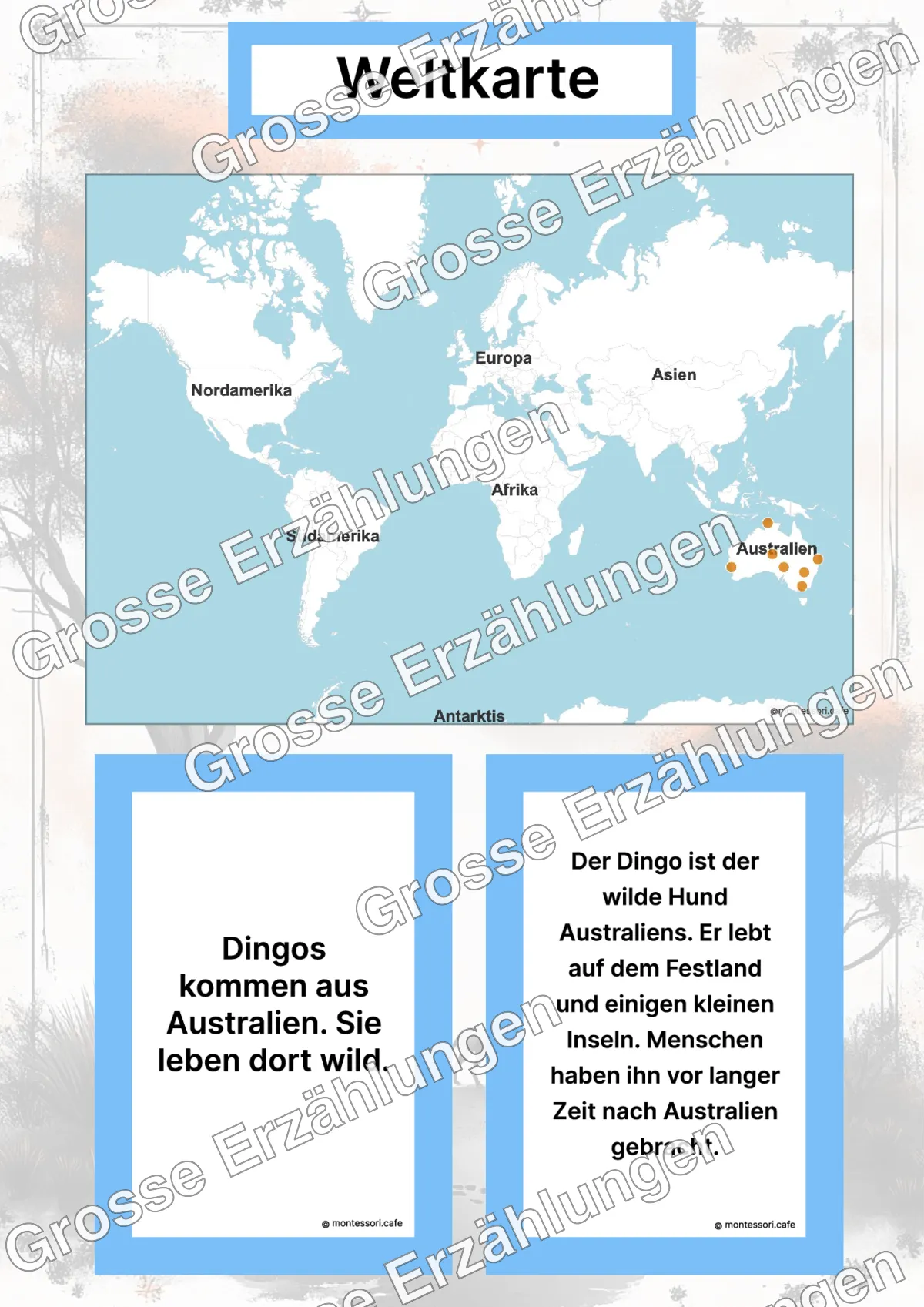 Der Dingo - Lernkarten - Inhaltsbeispiel Seite 2 mit Montessori Lehrmaterial