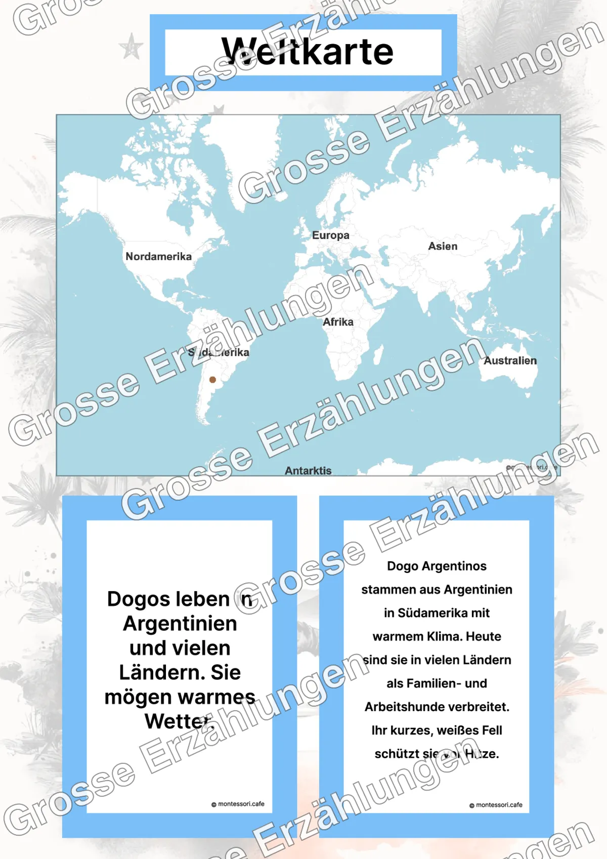 Der Dogo Argentino - Lernkarten - Inhaltsbeispiel Seite 2 mit Montessori Lehrmaterial