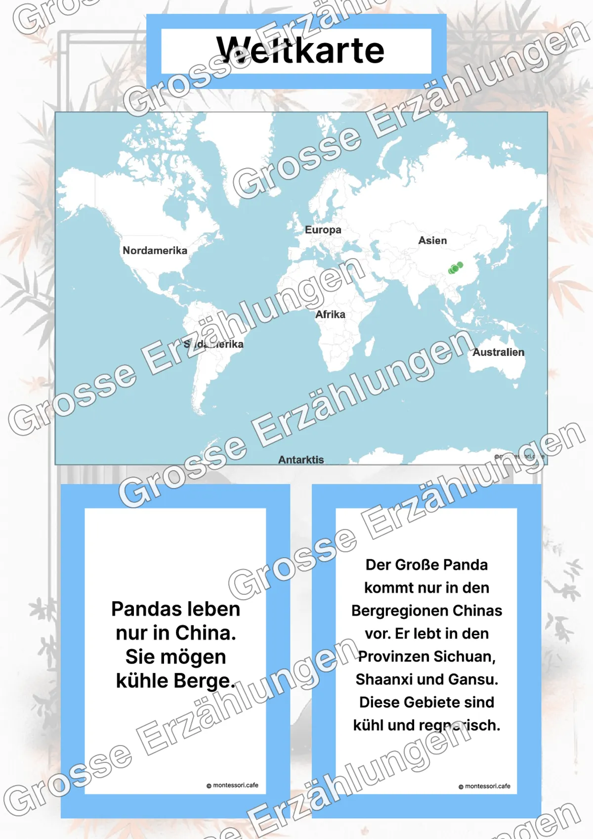 Der Große Panda - Lernkarten - Inhaltsbeispiel Seite 2 mit Montessori Lehrmaterial