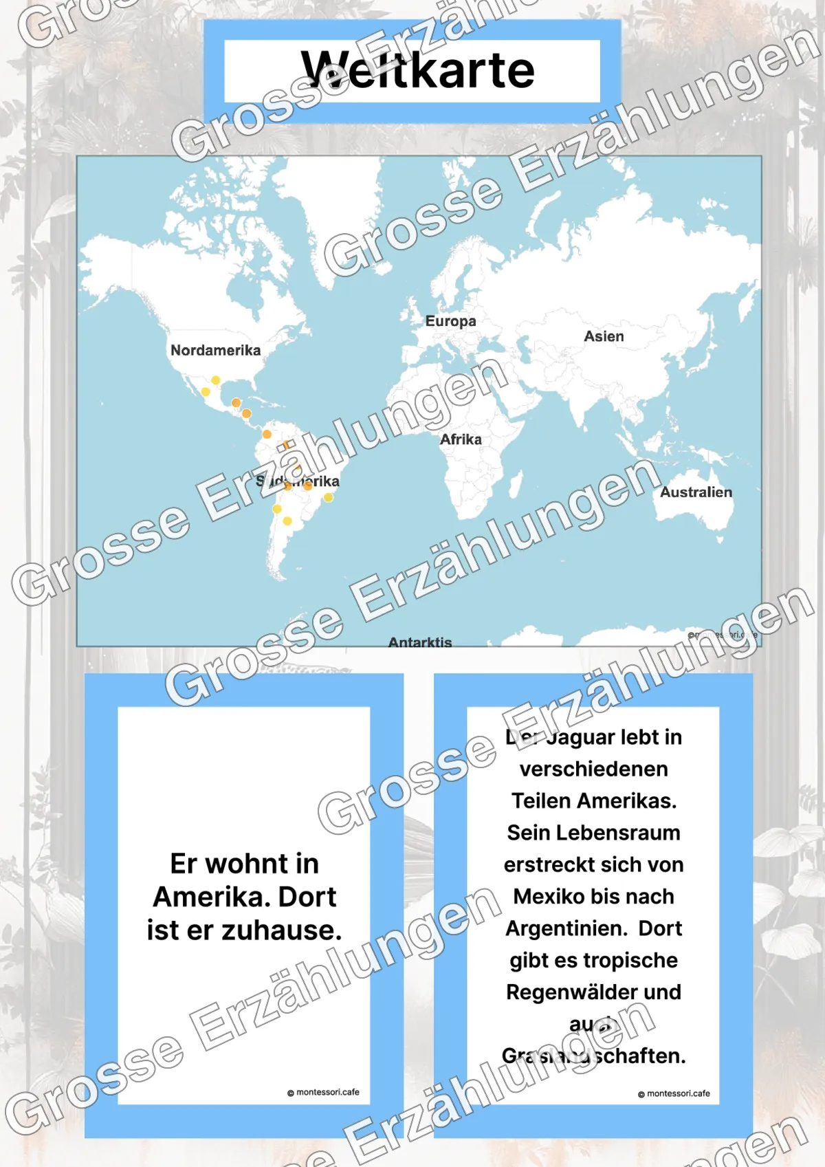 Der Jaguar - Lernkarten - Inhaltsbeispiel Seite 2 mit Montessori Lehrmaterial