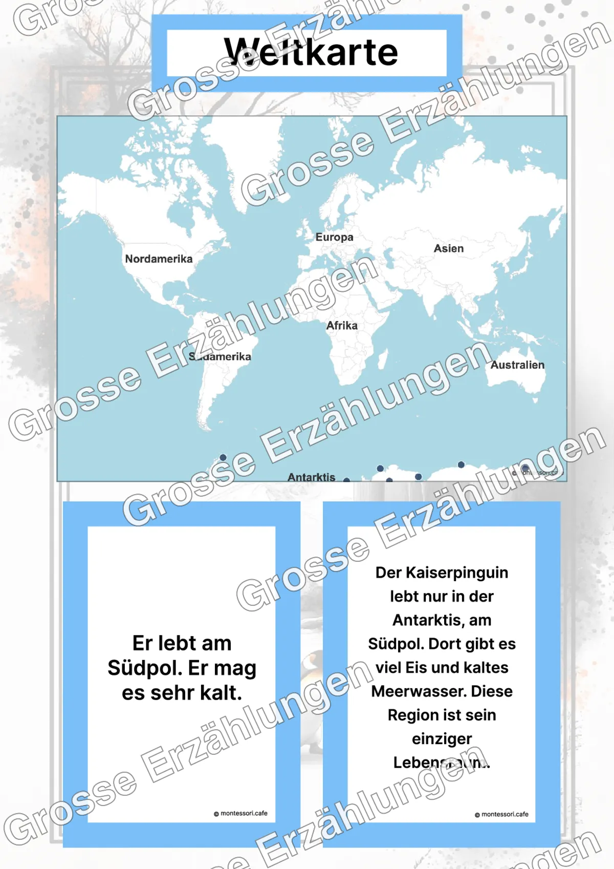 Der Kaiserpinguin - Lernkarten - Inhaltsbeispiel Seite 2 mit Montessori Lehrmaterial