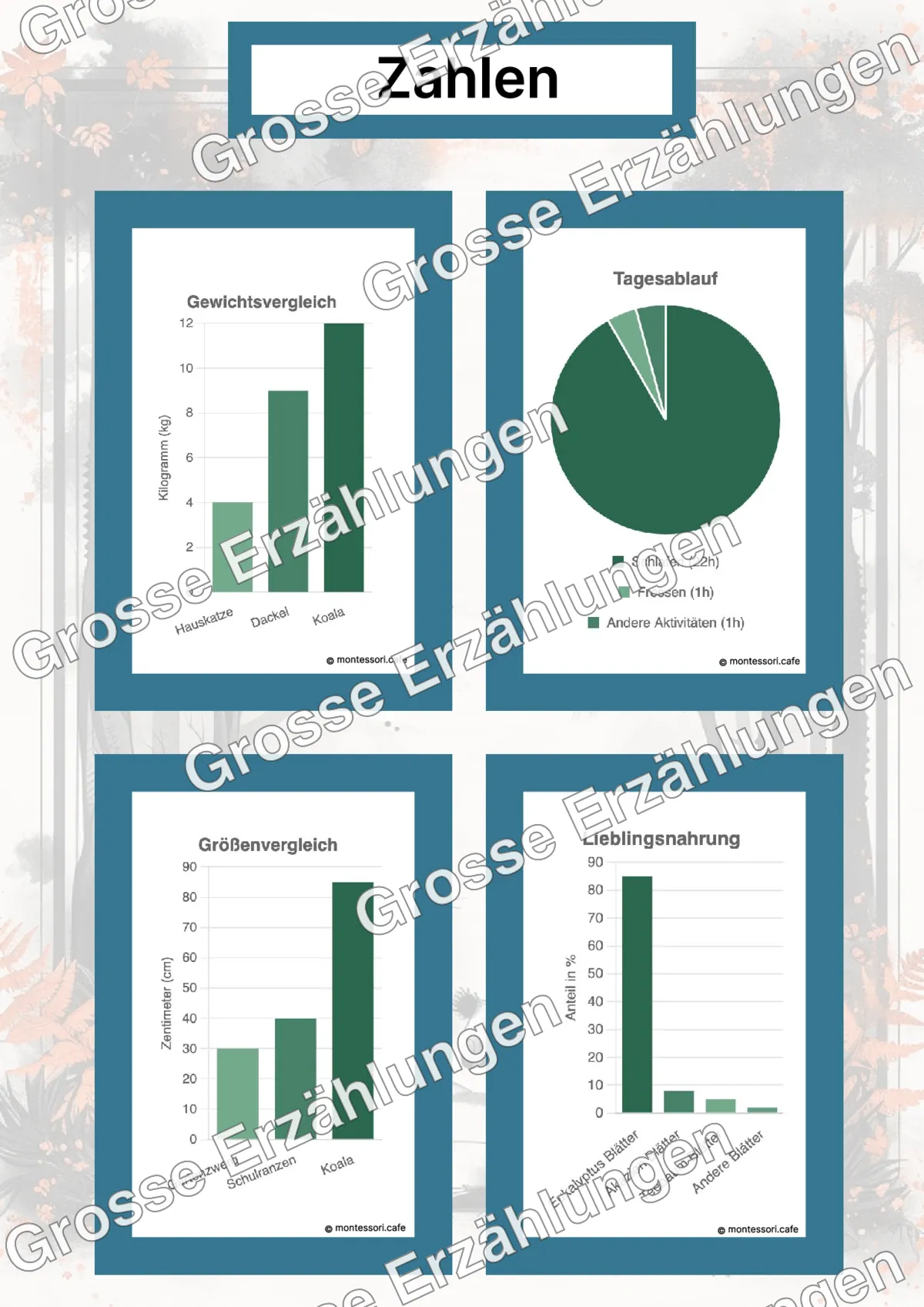 Der Koala - Lernkarten - Beispielseite 4 von 5 mit Kommen des Lebens Inhalten