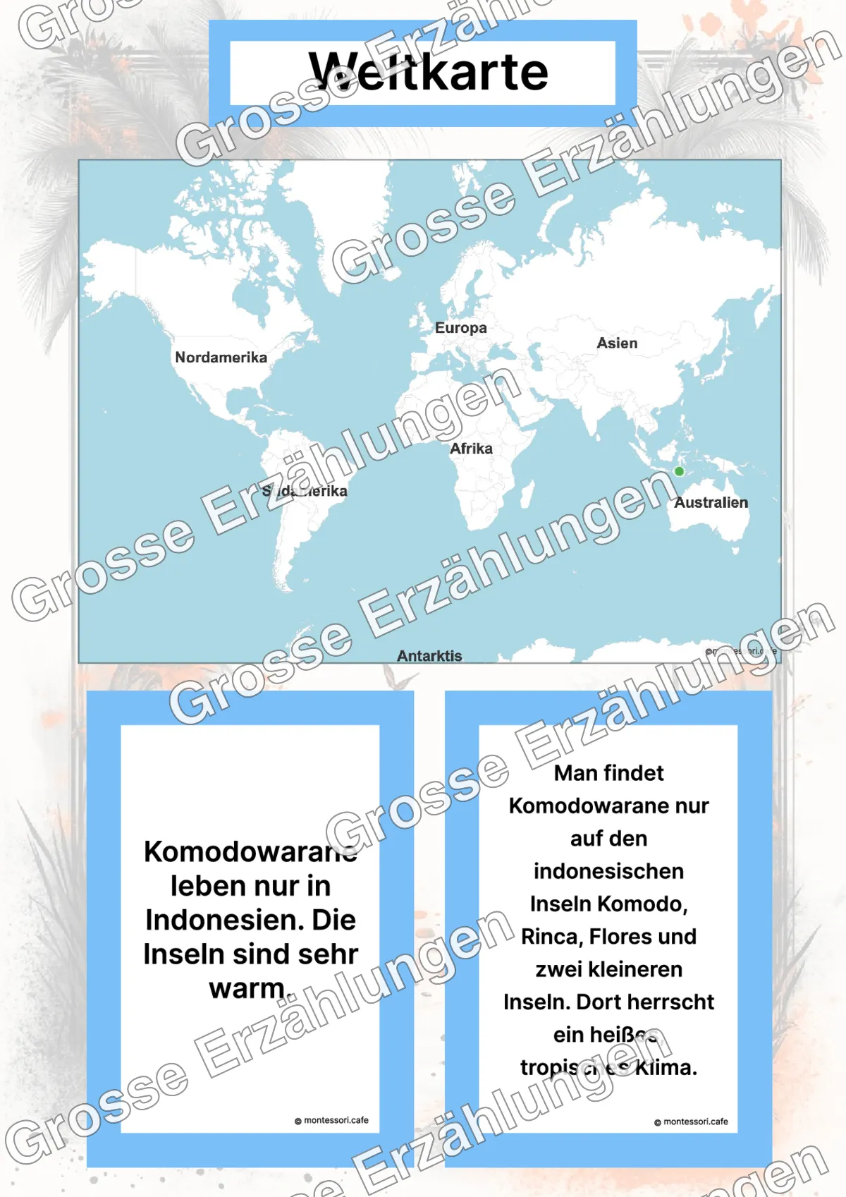 Der Komodowaran - Lernkarten - Inhaltsbeispiel Seite 2 mit Montessori Lehrmaterial