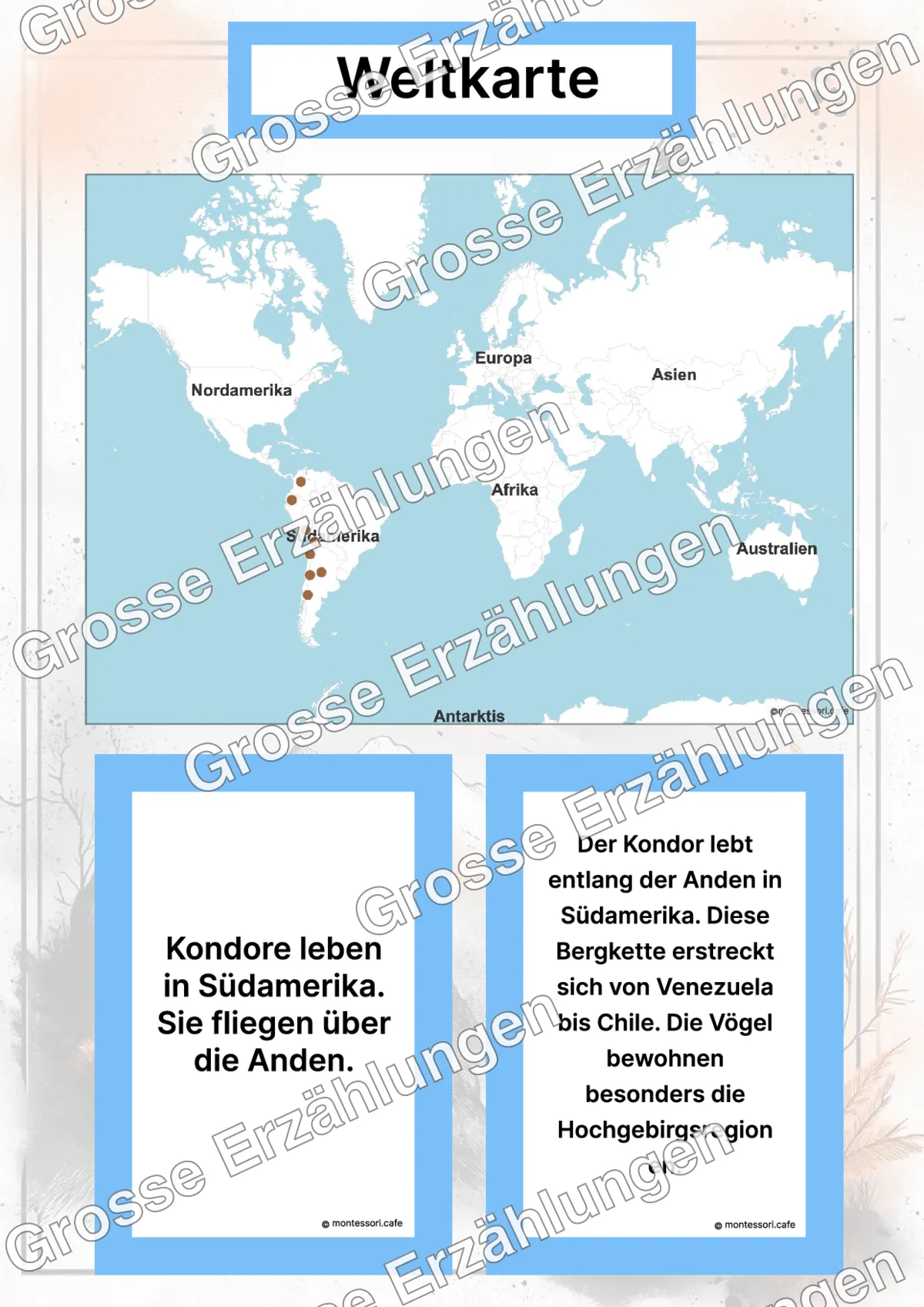 Der Kondor - Lernkarten - Inhaltsbeispiel Seite 2 mit Montessori Lehrmaterial