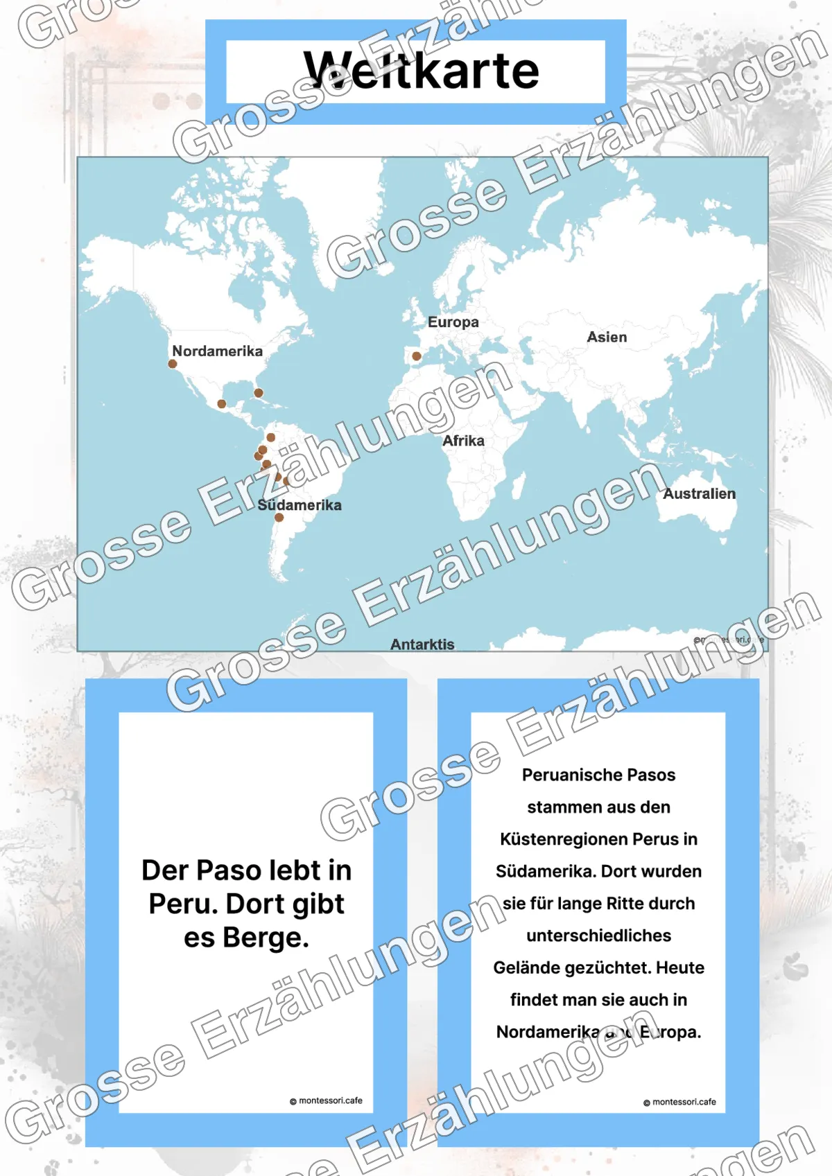 Der Peruanische Paso - Lernkarten - Inhaltsbeispiel Seite 2 mit Montessori Lehrmaterial