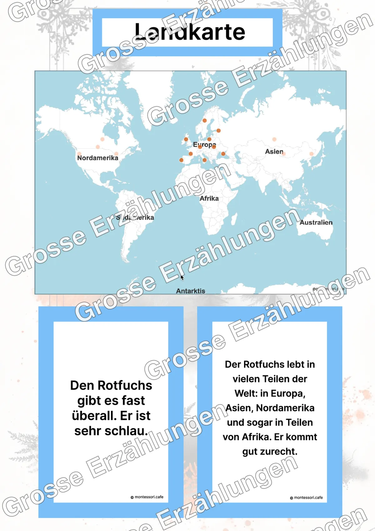 Der Rotfuchs - Lernkarten - Inhaltsbeispiel Seite 2 mit Montessori Lehrmaterial