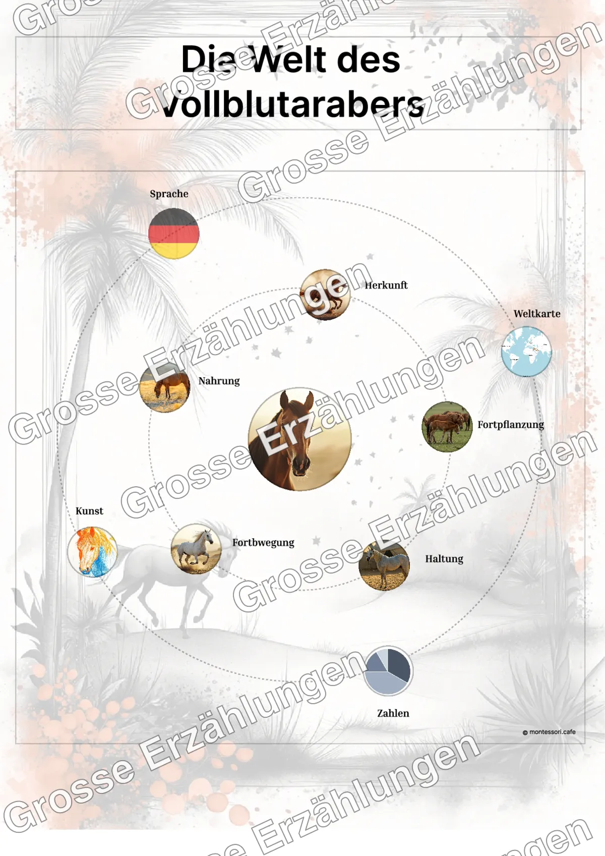 Der Vollblutaraber - Lernkarten - Beispielseite 3 von 5 mit Kommen des Lebens Inhalten