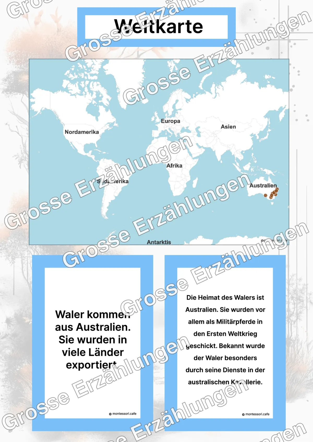 Der Waler - Ganzheitliche Lernkarten - Inhaltsbeispiel Seite 2 mit Montessori Lehrmaterial