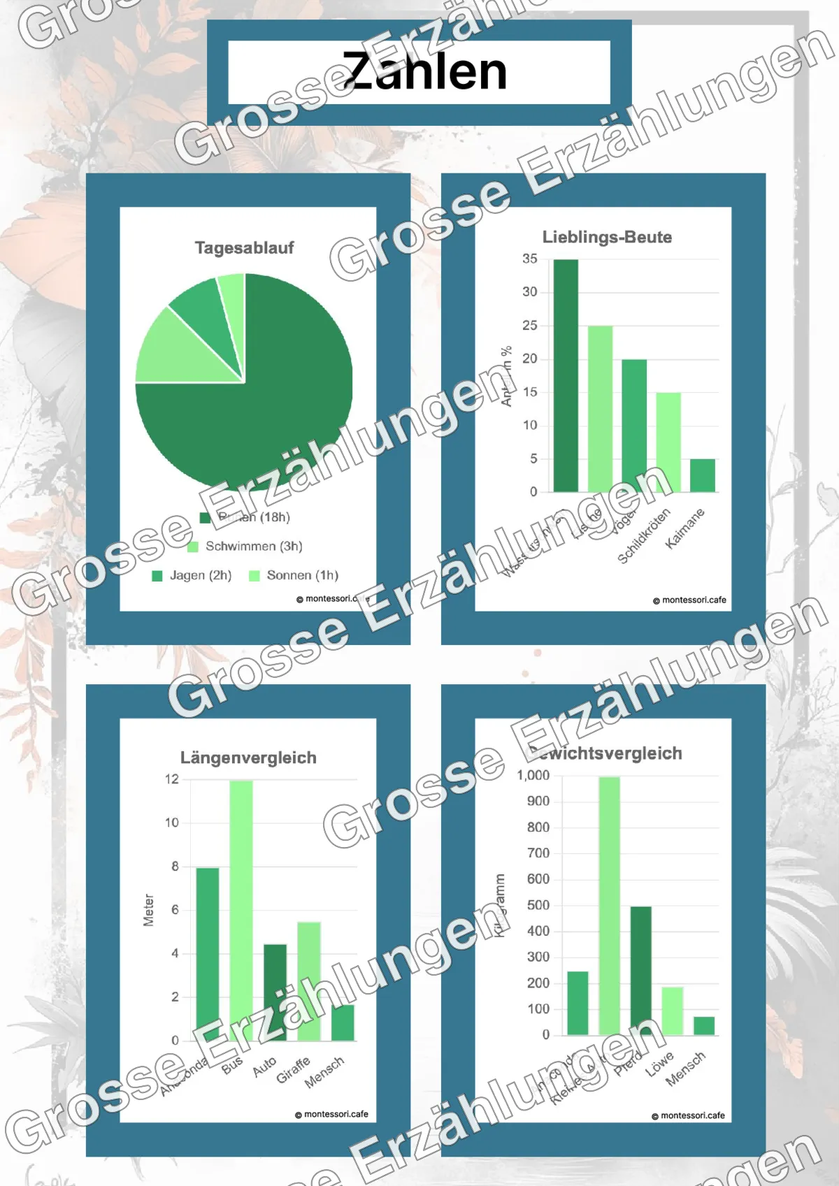 Die Anakonda - Lernkarten - Beispielseite 4 von 5 mit Kommen des Lebens Inhalten